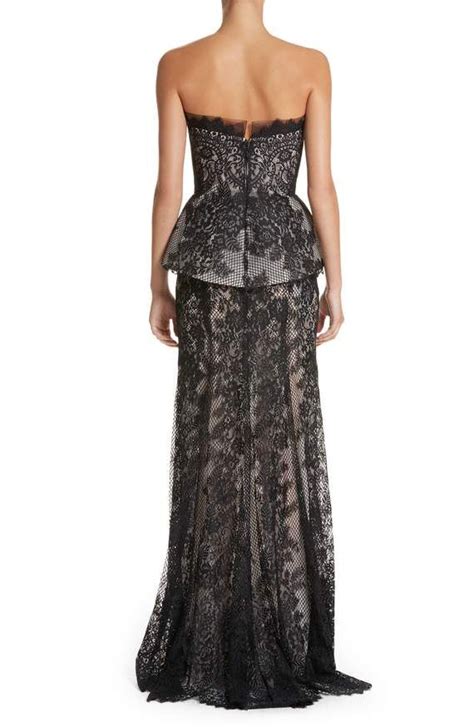 Monique Lhuillier Strapless Peplum Lace Gown Nordstrom Gowns Lace Gown Strapless Dress Formal