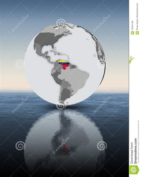 Venezuela On Globe Above Water Stock Illustration Illustration Of