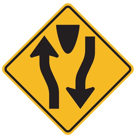 Warning Signs Divided Road Begins On White Background 2301047 Vector