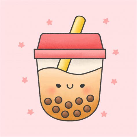 It's a drink originally from taiwan that has become popular all over the world. Cute bubble milk tea fresh drink cartoon hand drawn style | Premium Vector