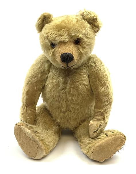 Chad Valley Large Teddy Bear C1930s With Wood Wool Filled Blond Mohair