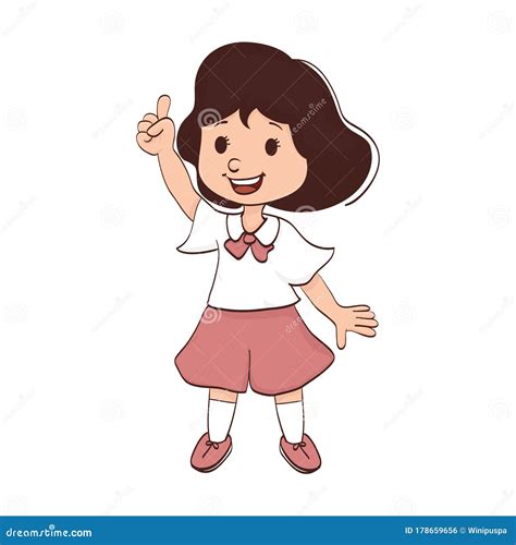 Pointing Upwards Little Girl Pointing Upwards Stock Vector