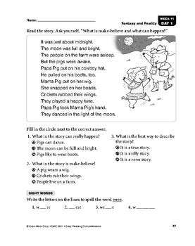 Reading comprehension a reading comprehension passage where students will read and answer questions. Daily Reading Comprehension, Grade 1, Weeks 11-15 | TpT