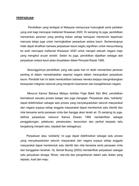 Menjunjung bahasa persatuan, bahasa indonesia. DEFINISI PERPADUAN & KEMASYARAKATAN