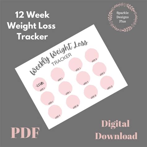 12 Week Printable Weight Loss Tracker Chart PDF Etsy