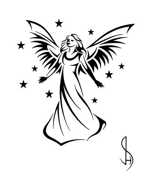 Simple Angel Tattoo Sketch Clipart Best