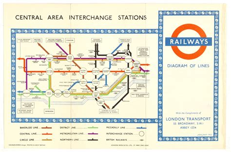 1953 Harry Beck London Underground Map Old Map By Beck Harry