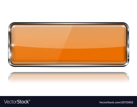 Glass Orange Button With Metal Frame Web 3d Icon Vector Image