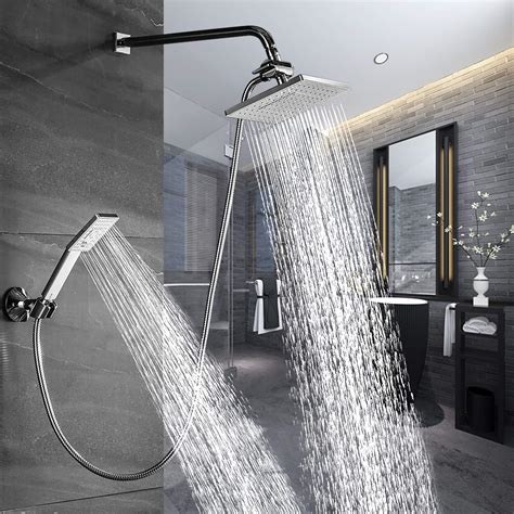 buy bright showers dual shower head combo 8 inch square rain shower head with handheld spray