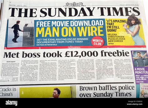 Front page of Sunday Times newspaper (17/07/2011 Stock Photo - Alamy