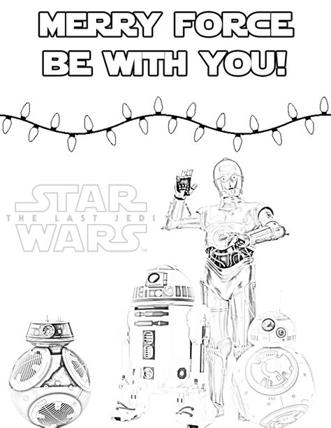 147 star wars pictures to print and color. The Last Jedi Droids Holiday Coloring Page for Christmas ...