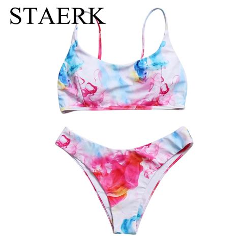 Staerk Womens Two Piece Colorful Bikini Set 2018 Summer Bandage Push