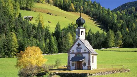 Churches Italy Sud Tirol Val Di Funes San Giovanni In Ranui Wallpaper