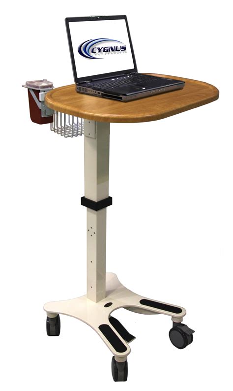 Medical Laptop Cart With Basket And Sharps Container Workstation