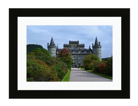 Framed Mounted Print Picture Of Aerial View Of Inveraray Castle Home Of