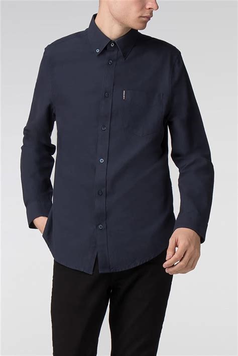 Ben Sherman Mens Navy Long Sleeve Oxford Shirt Suit Direct