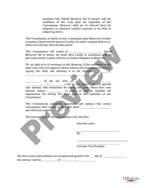 Loan Commitment Agreement Commitment Agreement Us Legal Forms
