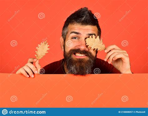 Autumn And Cold Weather Hipster With Beard And Indicisive Face Stock Image Image Of Weather