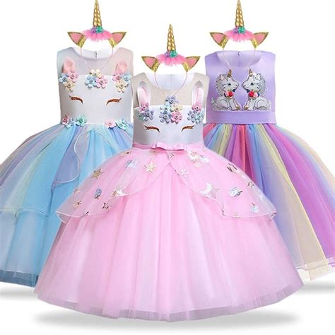 Unicorn Dress Birthday Kids Dresses For Girls Costume Halloween