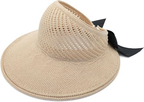 Womens Sun Visor Hat Straw Sun Visors For Women Summer Packable