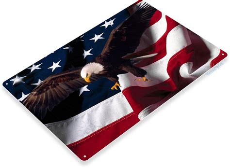 American Eagle Flag Sign A351 Tinworld Patriotic Signs