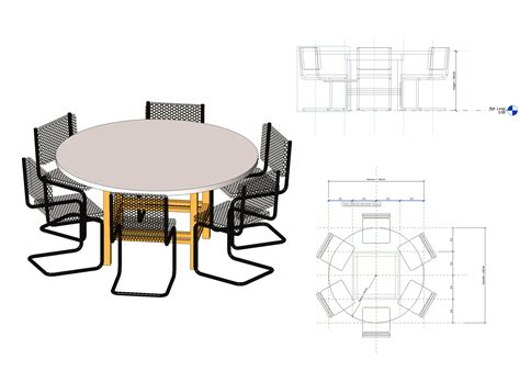 Dining table for a family home. Round table with chairs in RFA | CAD download (#117542 ...