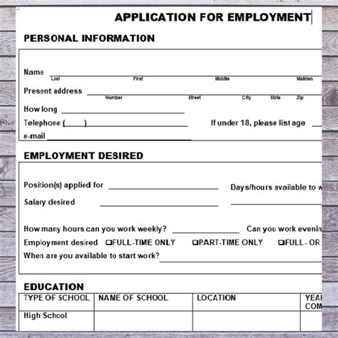 Application for Employment// Generic Small Business Employment