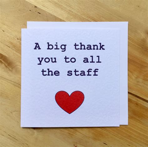 Thank You Staff Card Staff Appreciation Card Staff Card Etsy Uk