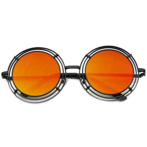 Womens Unique Retro Triple Coil Round Revo Lens Sunglasses 9756