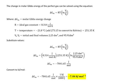 Solved Calculate The Change In The Molar Gibbs Energy Of A Perfect