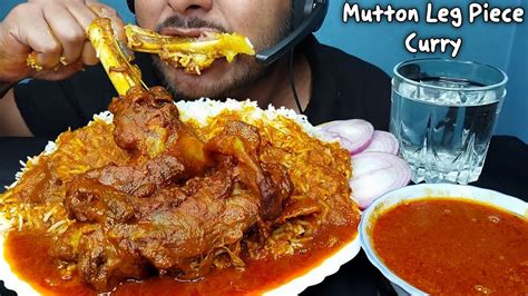 Spicy Kg Mutton Leg Piece Curry Eating With Rice Fatty Mutton