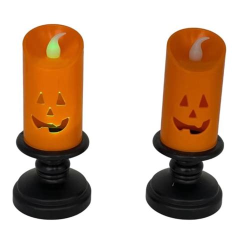 Bordsdekoration Ljusstake Orange Pumpa Led Ljus Ljus Halloween Ljus