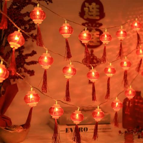 Buua Red Lantern String Lights Waterproof Chinese Lantern