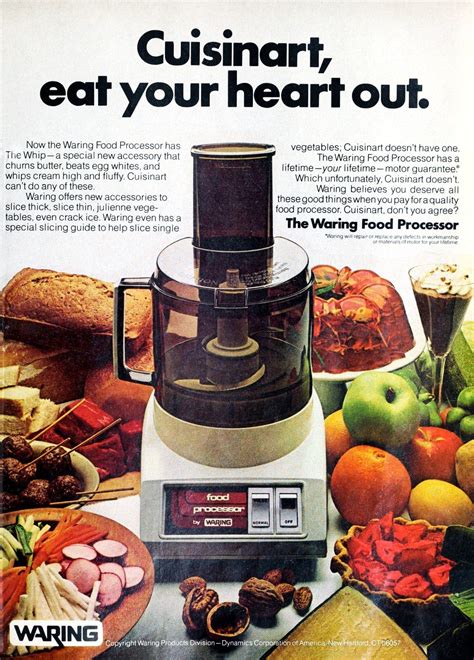 It features a white finish. Vintage Cuisinarts and other food processors were must-have small kitchen appliances in the '70s ...