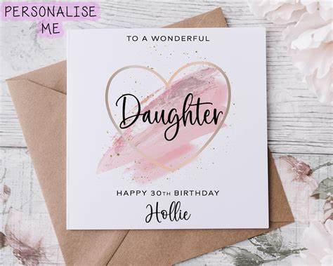 Personalised Daughter Birthday Card With Pink Theme Heart Design Age