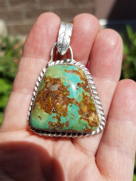 Royston Turquoise Pendant Handcrafted Sterling Silver Jewerly By
