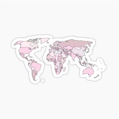 Pink Aesthetic World Map Sticker For Sale By Pastel Paletted Redbubble