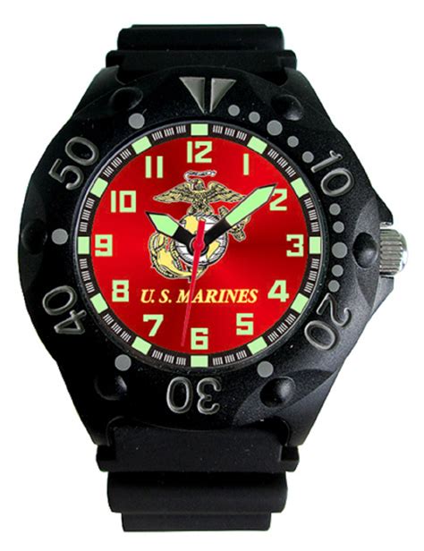 aqua force us marine corps red face frontier dive watch 200m water resistant marine corps