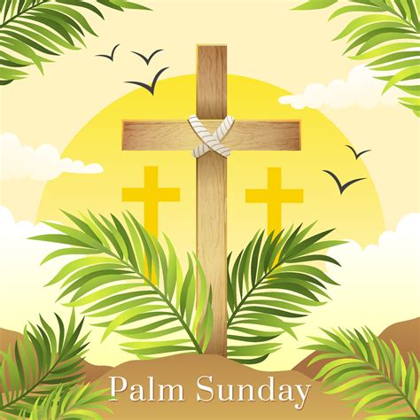 Palm Sunday With Cross And Palm Leaves 2128475 Vector Art At Vecteezy