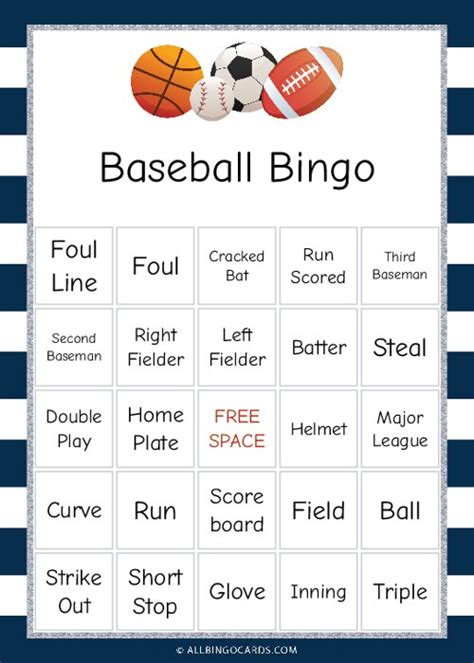 Baseball Bingo Sports Bingo Card Generator