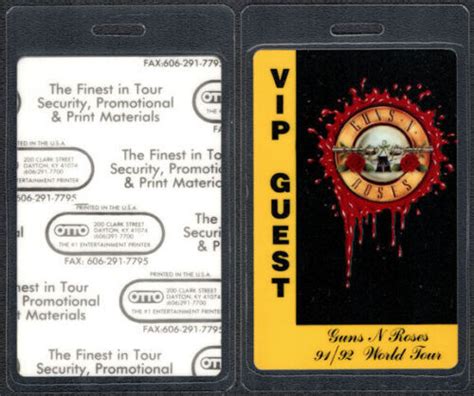Guns N Roses Otto Laminated Vip Guest Backstage Pass From The Use Ebay
