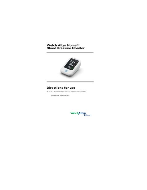 Welch Allyn® Home Blood Pressure Monitor Manualzz