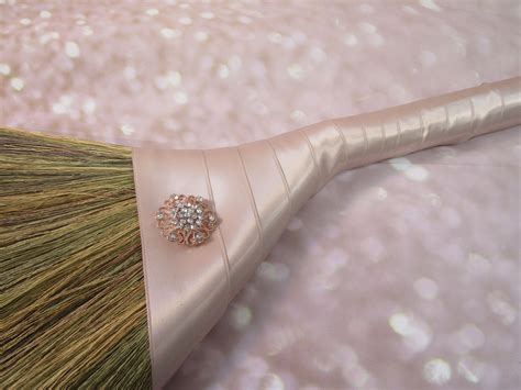 Wedding Broom With Rose Gold Broach For Jumping The Broom Ceremony
