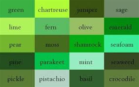 Different Shades Of Green Etsy Green Colour Palette Color Theory