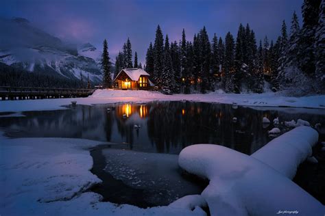 冬夜翡翠湖 Winter Night Emerald Lake 冬夜翡翠湖 加拿大幽鹤国家公园 Winter Night