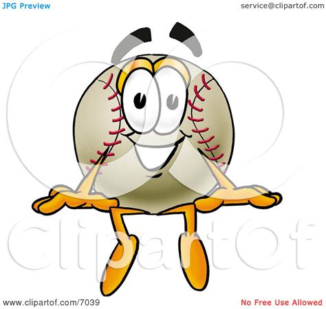 Clipart Picture Of A Baseball Mascot Cartoon Character Sitting By
