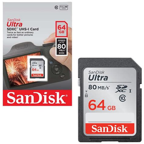 Sandisk Ultra 64gb Sdxc Class 10 Uhs I Up To 80mbs Memory Card