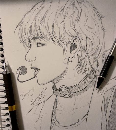 Bts V Easy Drawings For Beginners Drawing Bts V In Photoshop Step By Step Tutorial For Those