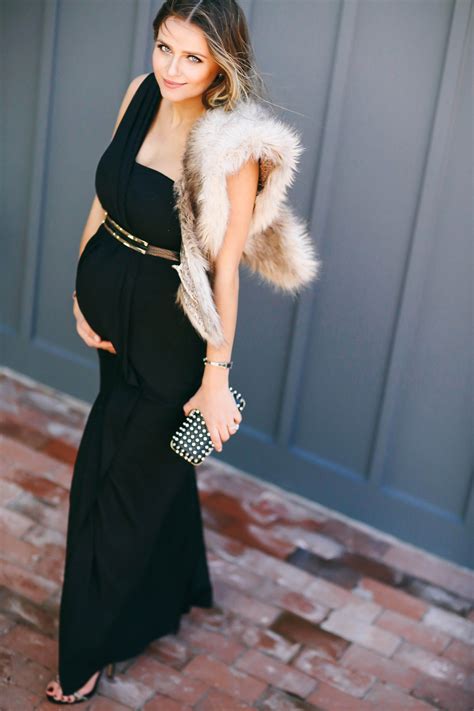 bumpstyle glamorous one shoulder black maternity evening gown maternity