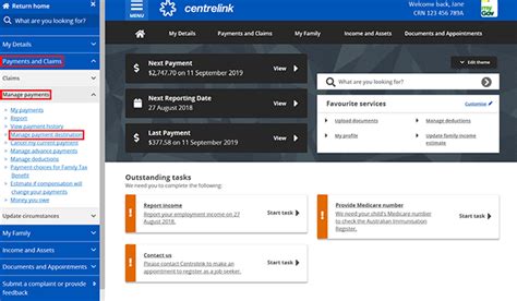 Centrelink Online Account Help Manage Your Payment Destination
